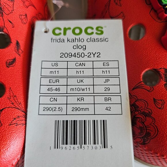 Frida Kahlo Classic Clog Crocs Mens M11 Floral Design Red Green main image 7